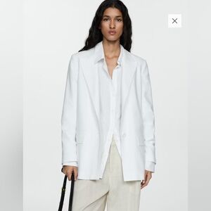 Mango Classic White Blazer linen size L